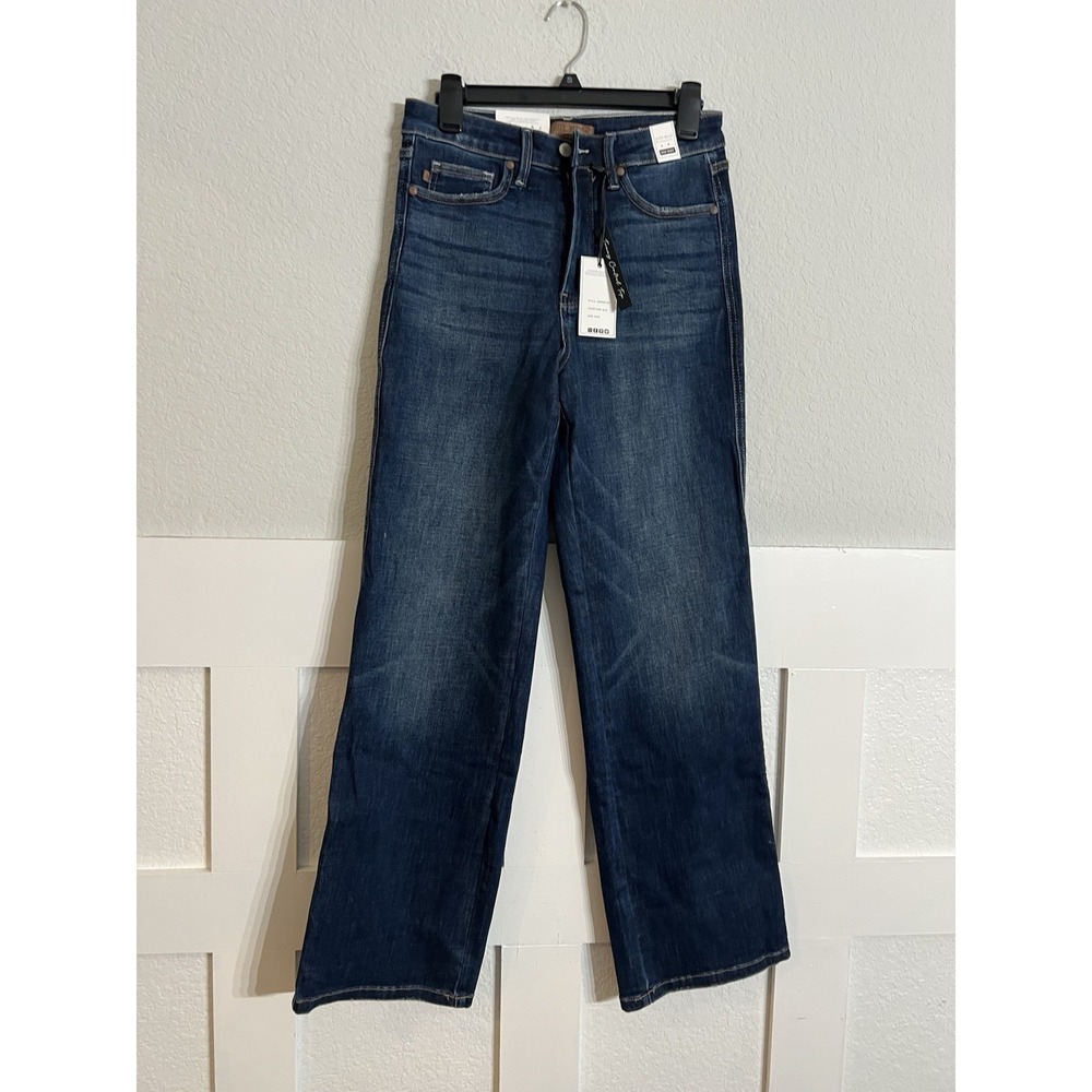Judy Women's Blue Jeans Flare Leg High Rise Stretch Denim Tummy Control Size 9